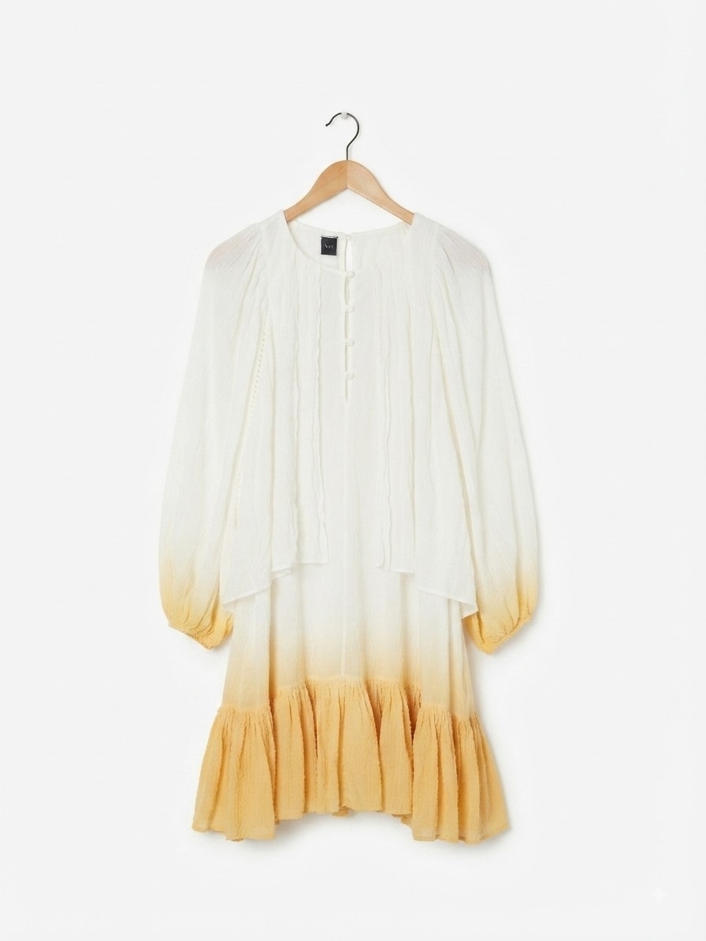 Pinko Two Tone Effect White Mustard Mini Dress Size 38/ US 2